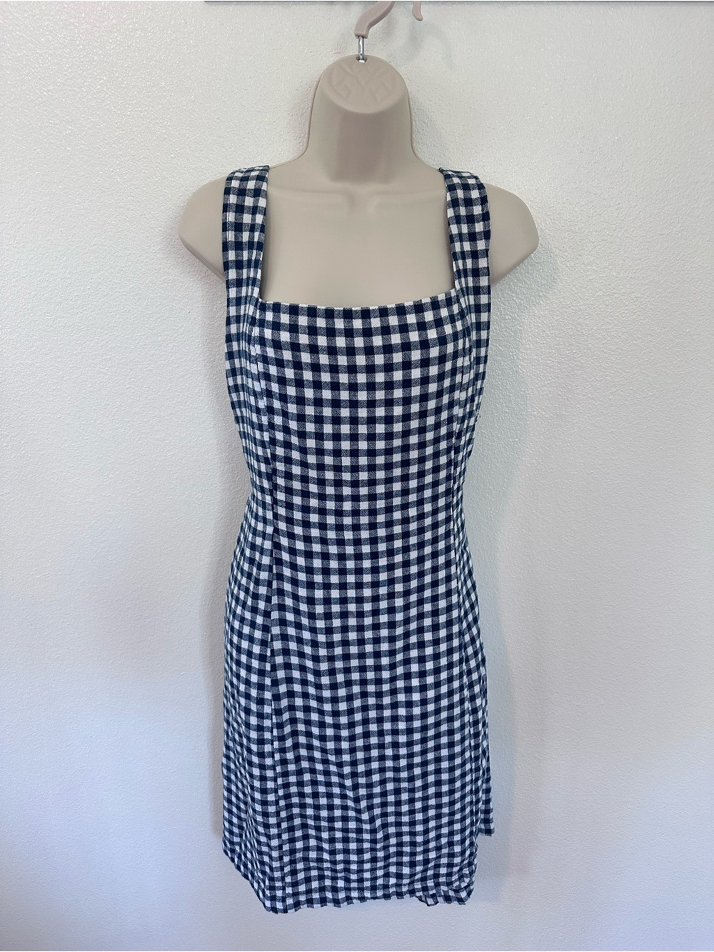 Old Navy Navy and White Gingham Square-Neck Mini Dress